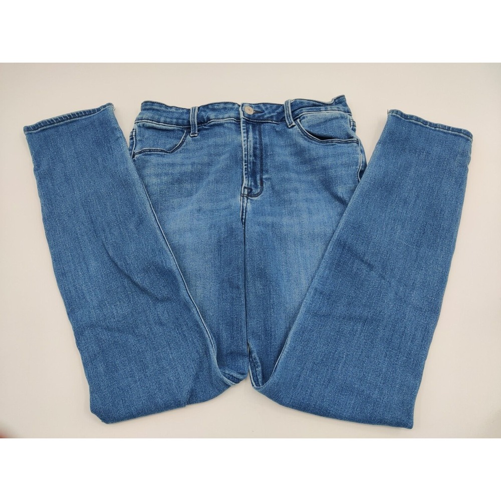 Old Navy Womens 10 High-Rise Straight Leg Jeans Medium Wash Blue Denim Stretch